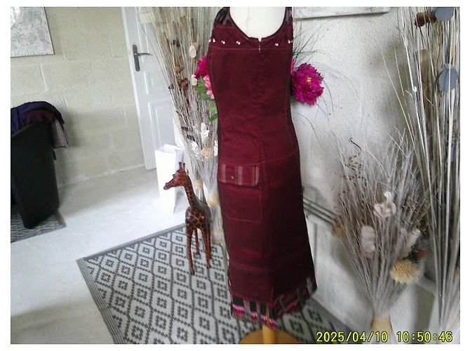 Autre Marque O.K.S. Leinenkleid Bordeaux Größe 38 - Ansicht 4