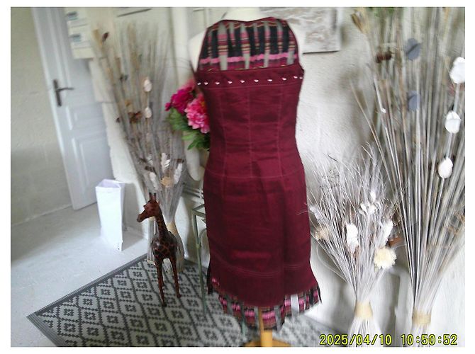 Autre Marque O.K.S. Leinenkleid Bordeaux Größe 38 - Ansicht 5