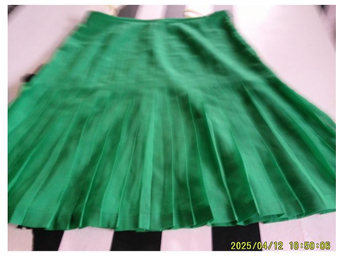 Falda plisada de seda verde Catherine Malandrino Talla 38 - vista 4