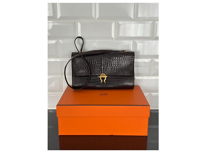 Modello raro Gancio Hermès in coccodrillo marrone Marrone scuro - vista 11