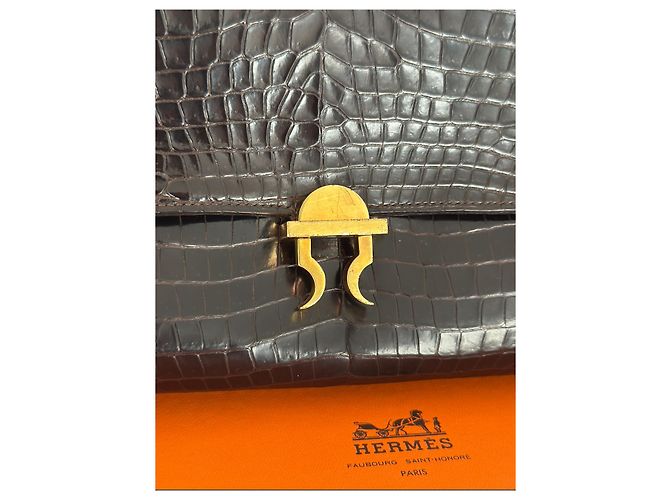 Modello raro Gancio Hermès in coccodrillo marrone Marrone scuro - vista 5