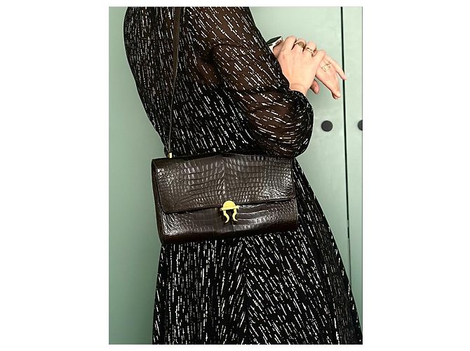 Modello raro Gancio Hermès in coccodrillo marrone Marrone scuro - vista 7