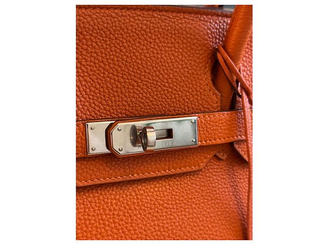Magnifica Borsa Birkin 30cm in pelle Togo arancione di Hermès - vista 10
