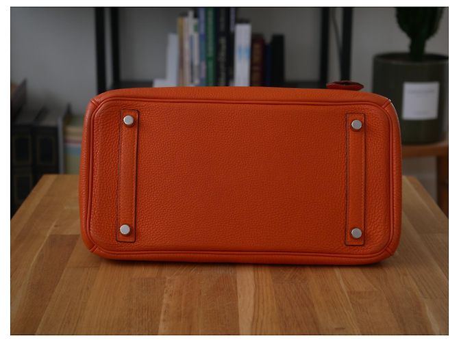 Magnifica Borsa Birkin 30cm in pelle Togo arancione di Hermès - vista 11
