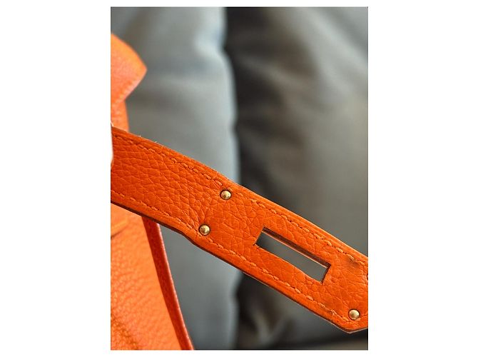 Magnifica Borsa Birkin 30cm in pelle Togo arancione di Hermès - vista 12