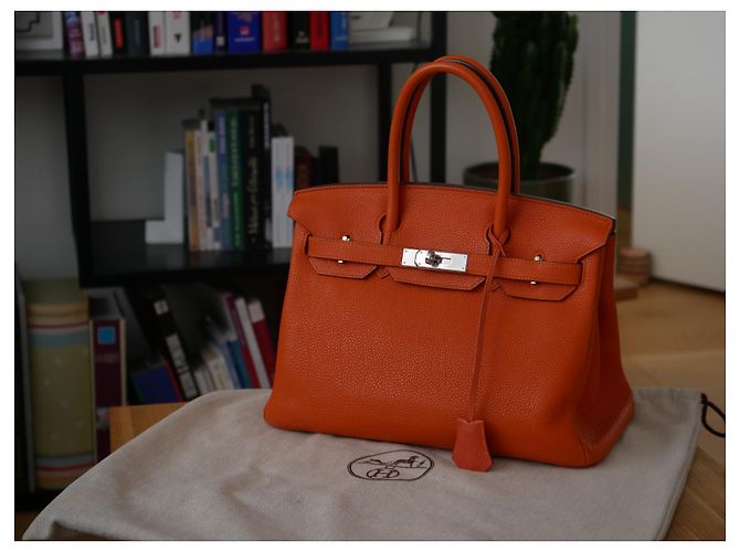 Magnifica Borsa Birkin 30cm in pelle Togo arancione di Hermès - vista 2