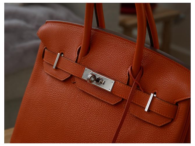 Magnifica Borsa Birkin 30cm in pelle Togo arancione di Hermès - vista 5