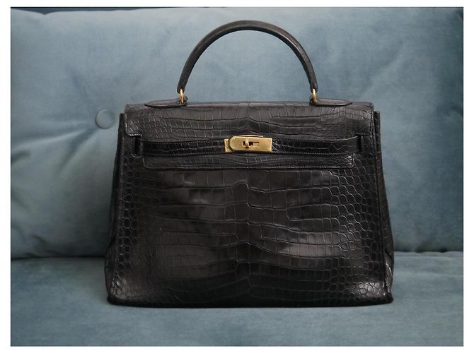 Magnifica borsa Kelly 32cm in pelle di coccodrillo nera di Hermès Nero - vista 6