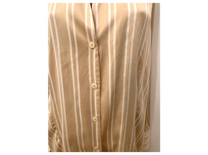 Camicia in seta Adolfo Dominguez beige e bianca Bianco - vista 10
