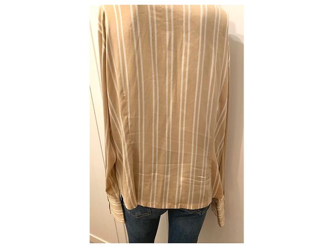 Camicia in seta Adolfo Dominguez beige e bianca Bianco - vista 11