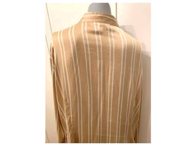 Camicia in seta Adolfo Dominguez beige e bianca Bianco - vista 12