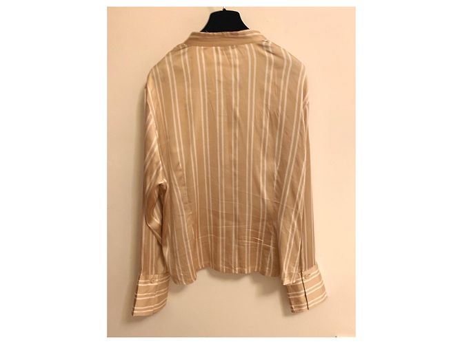 Camicia in seta Adolfo Dominguez beige e bianca Bianco - vista 13