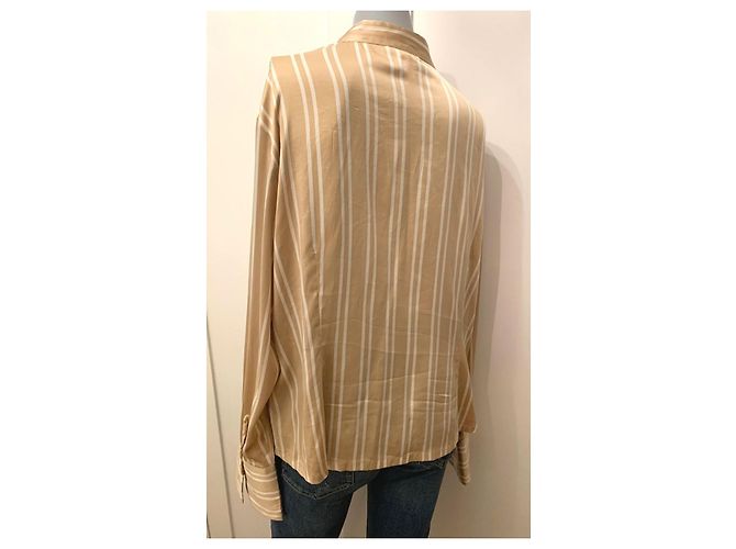 Camicia in seta Adolfo Dominguez beige e bianca Bianco - vista 5