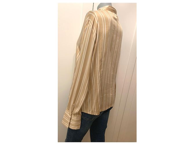 Camicia in seta Adolfo Dominguez beige e bianca Bianco - vista 7