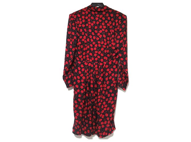 Vestido de seda con estampado de rosa Jil Sander Negro Roja - vista 2