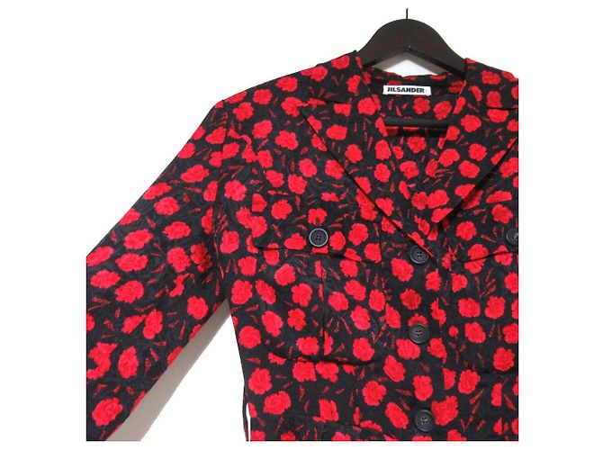 Vestido de seda con estampado de rosa Jil Sander Negro Roja - vista 3
