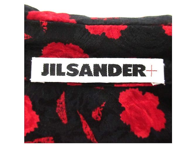 Vestido de seda con estampado de rosa Jil Sander Negro Roja - vista 6