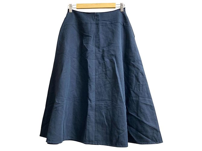 Autre Marque Falda larga de mezcla de lino con botones frontales yori Azul Azul marino - vista 3