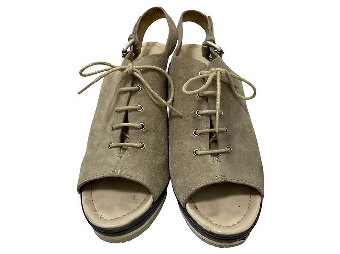 Sandali in suede con lacci Moncler Beige - vista 2