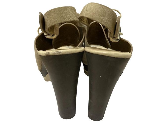 Sandali in suede con lacci Moncler Beige - vista 4