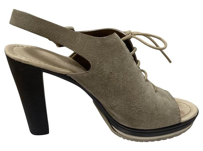 Sandali in suede con lacci Moncler Beige - vista 5