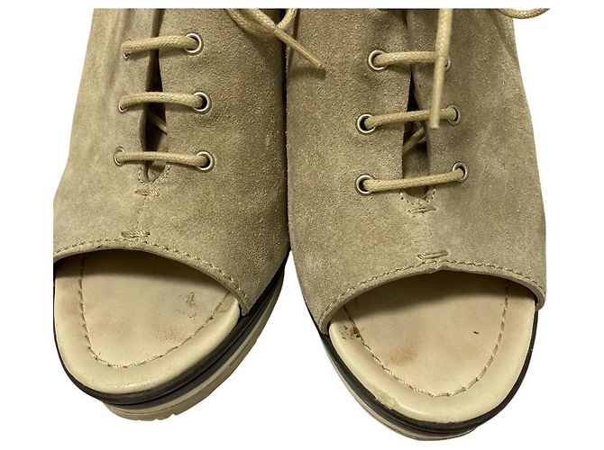 Sandali in suede con lacci Moncler Beige - vista 7