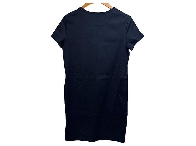 Vestido de algodón bordado con bolsillos Hermès Azul Azul marino - vista 2