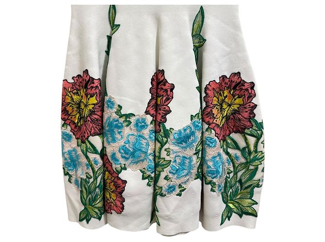 Autre Marque Blumarine Strickkleid mit Blumenstickerei Weiß - Ansicht 3