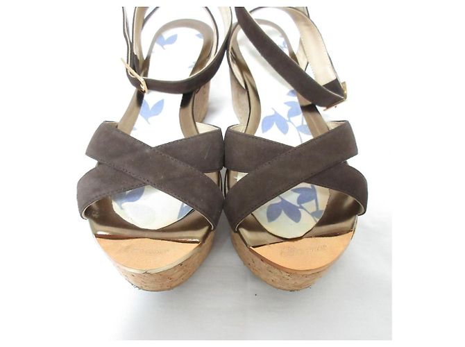Sandali con zeppa in suede PANTHER di Jimmy Choo Marrone - vista 2