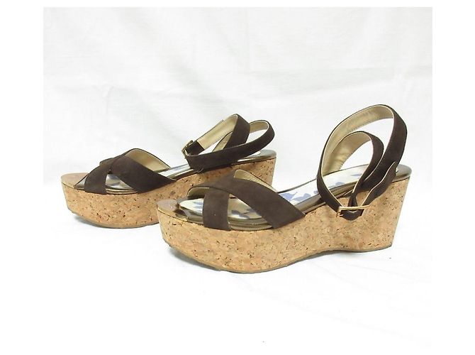 Sandali con zeppa in suede PANTHER di Jimmy Choo Marrone - vista 3