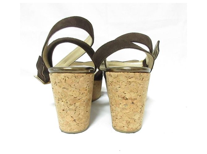Sandali con zeppa in suede PANTHER di Jimmy Choo Marrone - vista 4