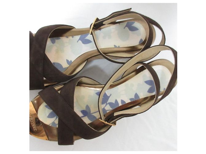 Sandali con zeppa in suede PANTHER di Jimmy Choo Marrone - vista 5