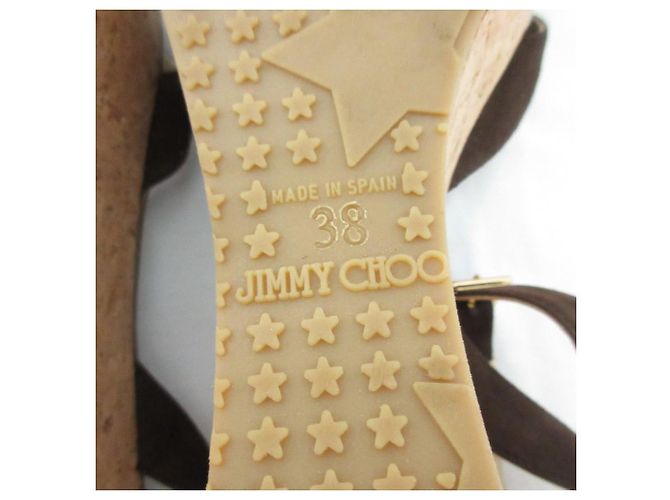 Sandali con zeppa in suede PANTHER di Jimmy Choo Marrone - vista 7