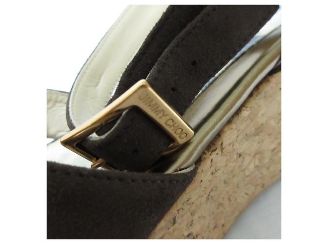 Sandali con zeppa in suede PANTHER di Jimmy Choo Marrone - vista 8