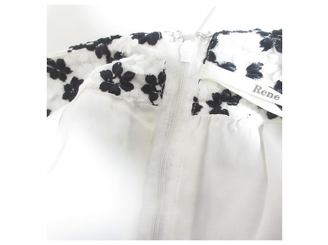 Autre Marque Falda Flare Rene Flor Bordada Negro Blanco - vista 8