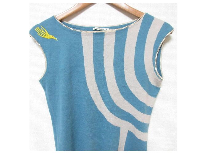 Autre Marque Mina Perhonen Soar Top de Punto de Algodón y Angora Azul - vista 3