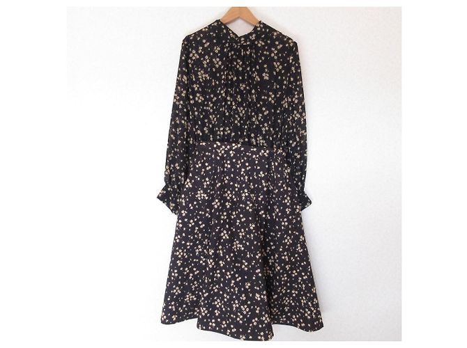 Autre Marque Kumikyoku Chiffon-Organza-Kleid Schwarz Gelb - Ansicht 2