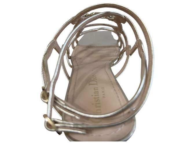 Sandali con Tacco Basso Christian Dior D'oro - vista 10