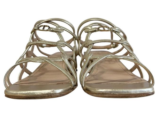 Sandali con Tacco Basso Christian Dior D'oro - vista 2