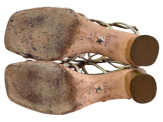 Sandali con Tacco Basso Christian Dior D'oro - vista 7
