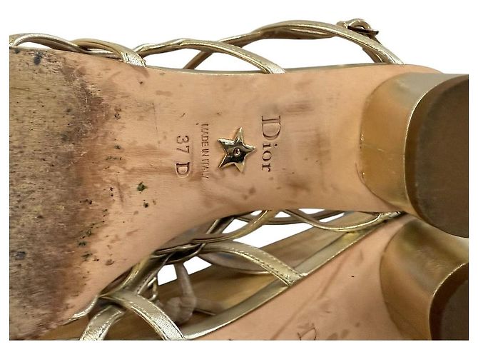 Sandali con Tacco Basso Christian Dior D'oro - vista 8