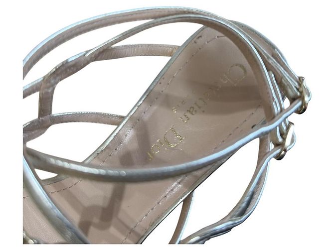 Sandali con Tacco Basso Christian Dior D'oro - vista 9
