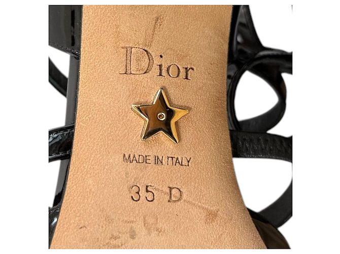 Sandalias de tacón bajo de piel patentada Christian Dior Negro - vista 8