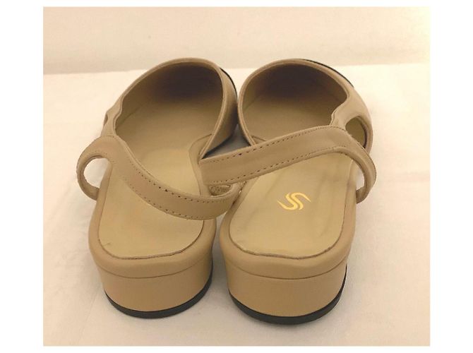 Autre Marque Scarpe Slingback Bicolori in Pelle e Tela Nero Beige - vista 9