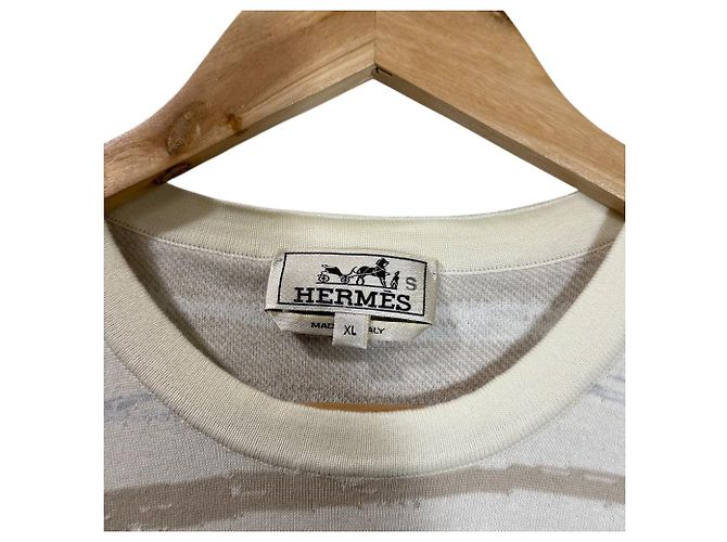 Hermès XL Strick Kurzarmoberteil Beige Roh - Ansicht 5