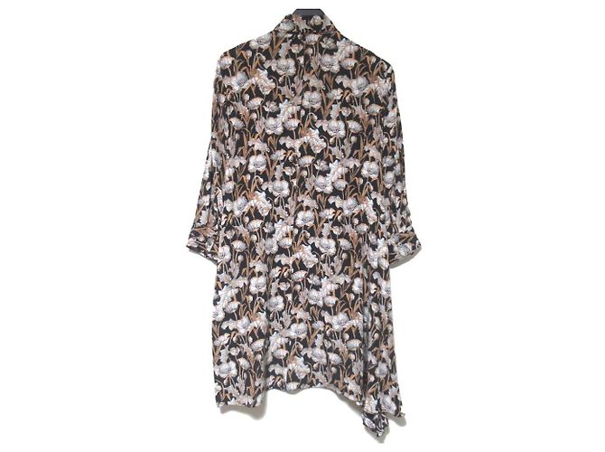 Jil Sander Kleid aus 100% Seide mit Blumenmuster Schwarz - Ansicht 2