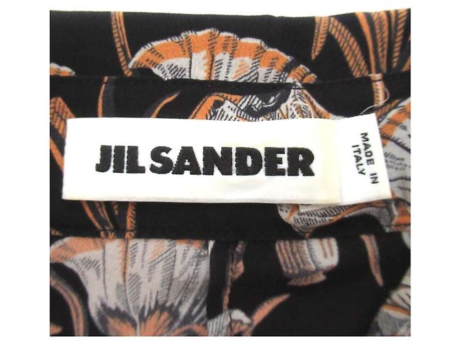 Jil Sander Kleid aus 100% Seide mit Blumenmuster Schwarz - Ansicht 6