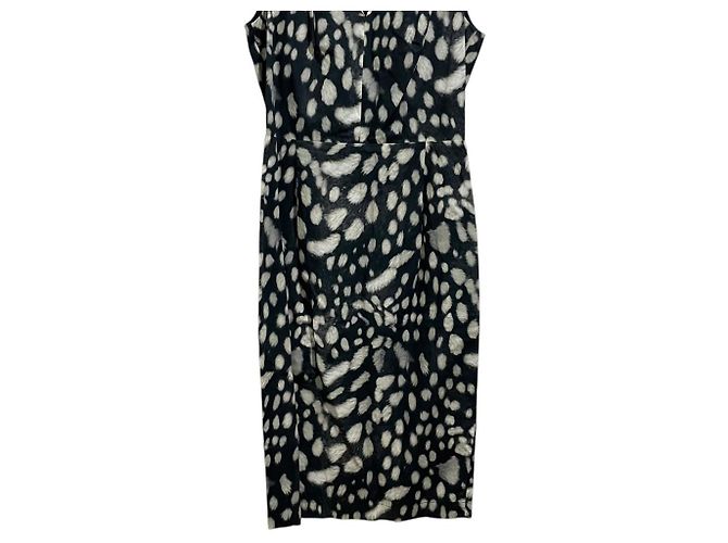 Max Mara Tierdruckkleid Schwarz Beige - Ansicht 4
