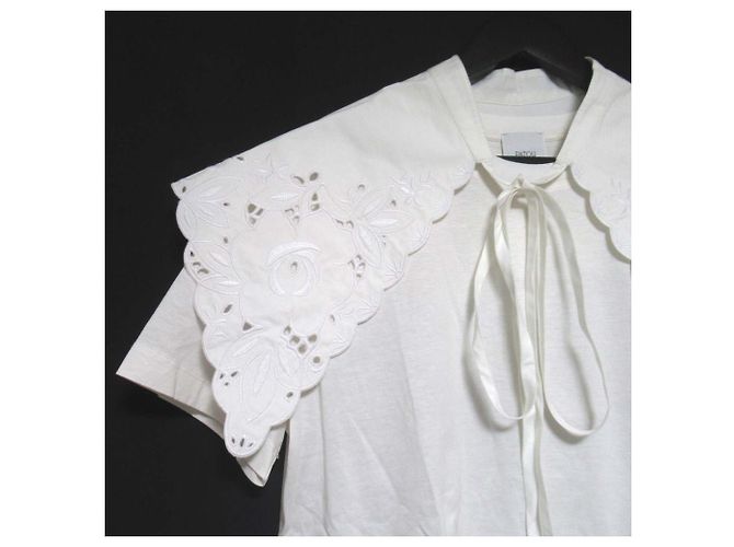 Autre Marque Camiseta de algodón con cuello bordado Patou Blanco - vista 3