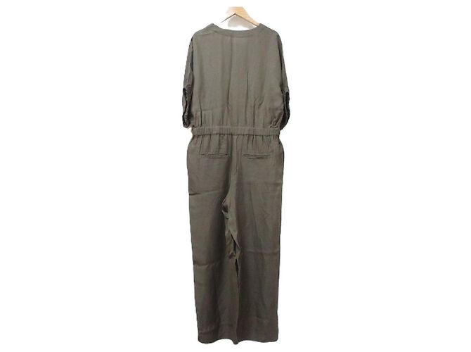 Autre Marque Ebure Naturfärbige Rayon-Leinen Overall-Kleid Grün - Ansicht 2